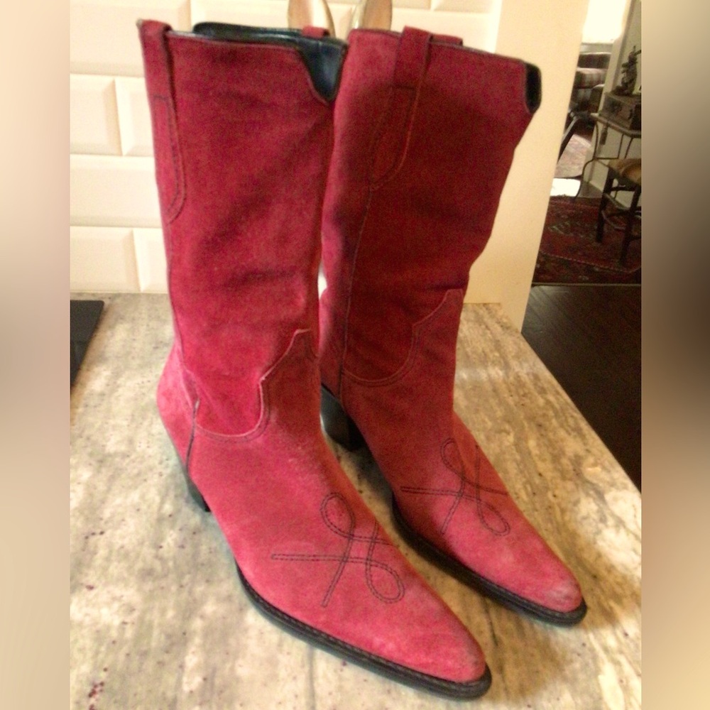 Suede cowboy boots
